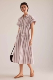 The Bobbie Short-Sleeve Fitted-Waist Midi Shirt Dress by Pilcro