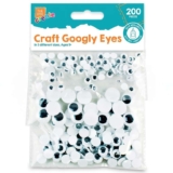 The Box 200 Googly Eyes for Crafts, Self-Adhesive Free, 7-15mm White Craft Eyes in 3 Mixed Sizes, Stick on for Crochet Toys, Card Making.