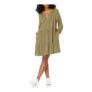 The Drop Womens Ruffle-Neck Tiered Mini Dress, Olive, M