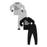 The Pyjama Factory Eat Sleep Football Repeat 2-Pack Boys Pyjamas