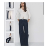 The Set 2 Pack Pintuck Wide Leg Denim Jeans mid Blue/Cream