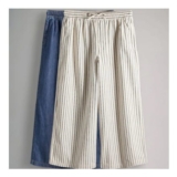 The Set 2 Pack Pull on Wide Leg Lightweight Jeans mid Blue/Ecru Stripe