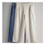The Set 2 Pack Pull on Wide Leg Lightweight Jeans mid Blue/Ecru Stripe