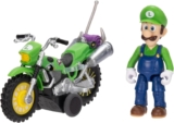 The Super Mario Galaxy Movie Luigi with Motorcycle 2.5 / 6.35cm Action Figure, Officially Licensed by Jakks Pacific, 9 Points of Articulation, Detailed Design, Pull Back and Watch Him Go For 3
