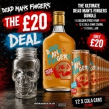 The Ultimate Dead Mans Fingers Bundle – 1 Golden Spiced Rum 500ml, 12x Cola Cans 250ml & 1x Skull Jar