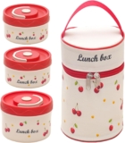 Thermal Lunch Box with Cherry Design, 316 Stainless Steel Lunch Box, Waves and Comes with a Carry Case (400x2600ml)