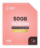 Three 50GB Data SIM Card for Portable WiFi, Routers & Phones Preloaded Monthly Until June 2027 – Sold By: Scancom_Distribution / FBA