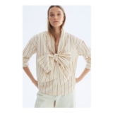 Tie-Front Poplin Shirt