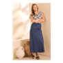 Tie Waist Straight Chambray Skirt