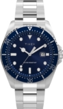Timex Mens Trend 42 mm Watch – Black Silicone Strap Black Dial Silver