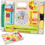 Toddlers Montessori Toy, Large Wooden Busy Board Double-Sided