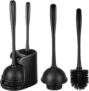 Toilet Plunger and Silicone Toilet Brush Set, Heavy Duty 2-in-1 Bathroom Cleaning Combo with Ventilated Holder, Space-Saving Toilet Brush and Plunger with Caddy Stand
