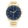 Tommy Hilfiger Mens Blue Dial Yellow Gold Tone Watch