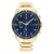 Tommy Hilfiger Mens Blue Dial Yellow Gold Tone Watch