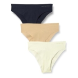 Tommy Hilfiger Womens 3-Pack Seamless Brazilian Briefs, Multicolor, L