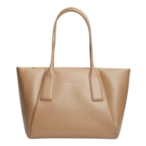 Tommy Hilfiger Womens Tote Bag with Zip, Beige Safari Canvas