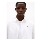 Tommy Jeans Mens TJM Original Stretch Long-Sleeve Shirt, White, L