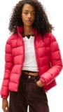 Tommy Jeans Womens Tjw Basic Hooded Down Jacket Ext Dw0Dw18312 Puffer, Red (Vintage Cerise), XL