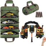 Tool Belts Pouch for Men26 Pockets Tool Belt, Magnetic Tool Pouch with Wide Waist Nylon Belt and a Hammer Hole, Detachable Adjustable Magnetic Professional Work Tool Belt for Electricians Carpenters