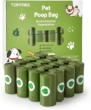 Topfree Poo Bags for Dog Waste, 18 Rolls 180 Dog Poop Bags, Super Strong 100% Leak Proof Dog Poo Bags (Green)