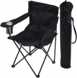 Topline Black Portable Folding Camping Chair – Lightweight with Carry Bag Folding Chair for Adults, Collapsible Anti-Slip Padded Oxford Cloth Stool for Beach, Fishing, Picnic and Hiking