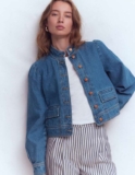 Topstitch Denim Jacket Mid Wash, Denim, Sizes 10 – 22