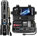 Torch Rechargeable LED Flashlight Torches-1000000 Lumen Super Bright 5500mAh Long Lasting IP67 Waterproof 5 Modes Portable Adjustable Focus Suitable for Camping/Hiking/Outdoors/Emergency Situations