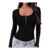 Totatuit Womens Long Sleeve Ribbed Base Layer Square Neck Black