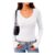Totatuit Womens V-Neck Crop Top, Long Sleeve, White