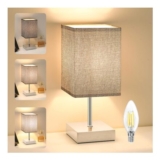 Totofac Touch-Control Table Lamp, 3-Way Dimmable, Flaxen Shade, LED Included