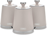 Tower Cavaletto Set of 3 Storage Canisters, Canisters for Tea/Coffee/Sugar, Carbon Steel, Latte
