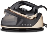 Tower Ceraglide Steam Generator with Steam Shot Button, 3 Temperature Settings, 1.2L, 2700 W, Champagne Gold and Black, T22023GLD