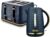 Tower Empire Kitchen Set, 1.7L Rapid Boil Kettle and 4 Slice Toaster, Midnight Blue with Brass Accents, T10052MNB & T20061MNB