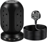 Tower Extension Lead-Power Strips with USB Ports with 8 Outlets and 2 USB Ports,2USB-C(PD20W)Power Tower Extension,Extension Cable with 6 Feet Extension Cord with Multiple Outlets for Home Office Dorm
