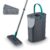 Tower Flat Mop and Bucket Set with 2 Washable Microfibre Mop Heads, Dual-Chambers, Clean & Dirty Water Separation, Removable Water Tank
