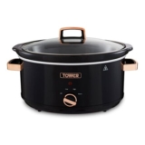 Tower Infinity Slow Cooker, 3-Heat, Keep Warm, 6.5L, Black/Rose Gold