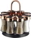 Tower Rotating Spice Rack with 8 Jars, Pre Filled with Spices, Rose Gold, T826020RM