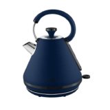 Tower Sera Pyramid Kettle with Smoked Black Trim, 1.7L, 3KW, Midnight Blue 3 Year Guarantee