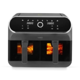 Tower T17195 Elite Dual Basket Air Fryer, Match Cook & Sync Finish Functions, 8 Cooking Presets, Vortx Technology, 8L, 1700W, Graphite
