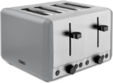 Tower T20086GRY Sera 4 Slice Toaster with 6 Browning Levels, Removable Crumb Tray, Defrost/Reheat/Cancel Functions, 1800W, Grey