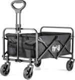 Trail Compact Folding Camping Trolley, Heavy-Duty Festival & Garden Cart with Telescopic Handle & Front Castor Wheels, Removable Water-Resistant 600D Polyester Liner, 75L Capacity, 60kg Max Load