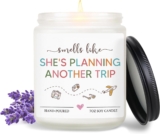 Travel Gifts for Women, Scented Candles Lavender, Birthday Gifts for Women, Personalised Candle, Funny Friendship Gift, Unique Presents for Womens, Birthday Candle, 45-50 Hour, 7oz