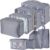 Travel Packing Cubes, Toifucos Multifunction 8pcs/set Luggage Organiser Compression Suitcase Essential Bag, Dark Gray