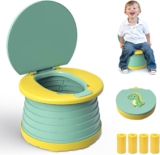Travel Potty for Toddlers, Portable Foldable Potty for Kids with 60 Liners Collapsible Potty for Boys Girls, Lightweight Toddler Toilet Training Seat, Easy to Carry for Car Travel, Camping & Outdoor