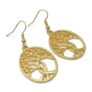 Tree of Life Drop Earrings, Gold Plated, Nickel Free Hooks