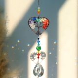 Tree of Life Suncatchers, Heart Shaped Sun Catcher for Windows, Healing Crystal Stone Spiritual Gifts for Woman Ladies Girls