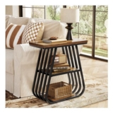 Tribesigns Narrow 3-Tier End Table with Storage, Black