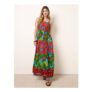 Tropical Beaded Detailed Tiered Maxi Dress