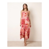 Tropical Print Adjustable Strap Maxi Dress
