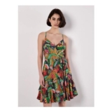Tropical Print Tiered Cami Mini Dress